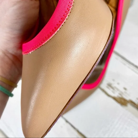 Lanvin Leather Pointed Toe Heels with Hot Pink Trim - Picture 8 of 12